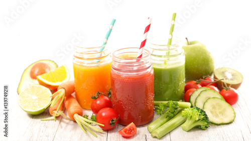 fresh juice or smoothie with fruits and vegetables
