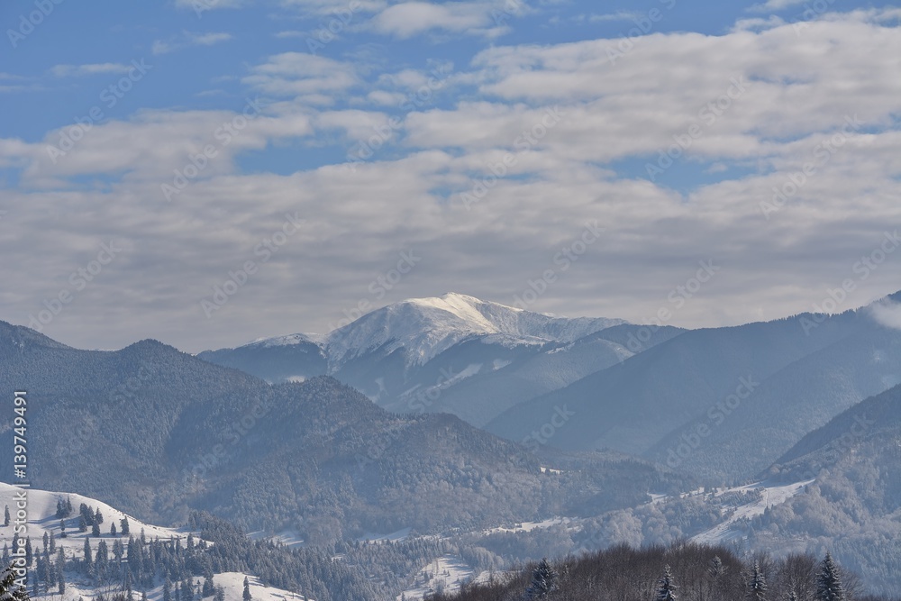 Winter landscape, Carpathian Mountains, Romania