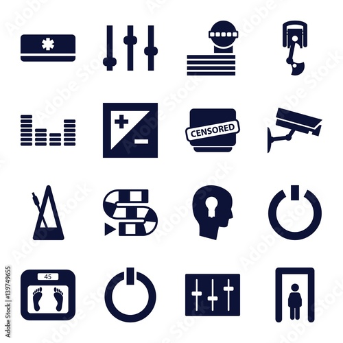 Set of 16 control filled icons