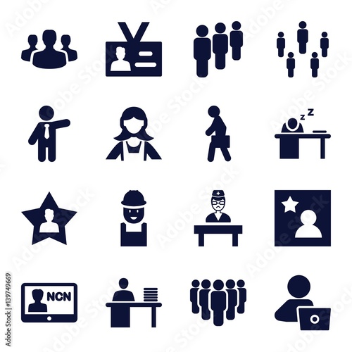 Set of 16 employee filled icons