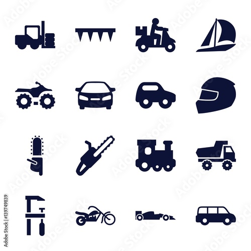 Set of 16 motor filled icons
