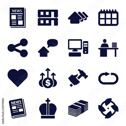 Set of 16 web filled icons
