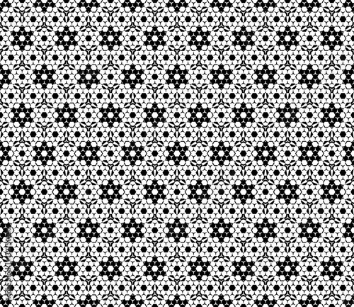 Vector seamless pattern. Modern stylish texture. Repeat geometric tiles with hexagonal elements. Simple black & white abstract background. Design for prints, decoration, digital, textile, furniture