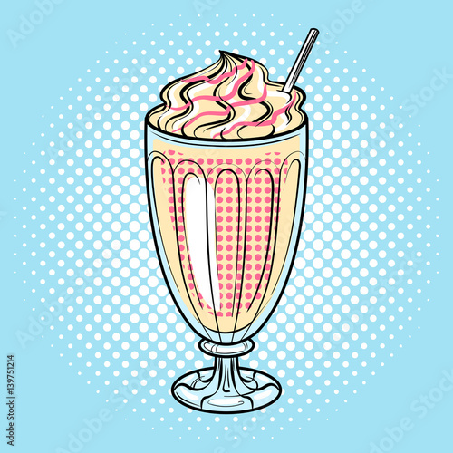 Milk shake pop art vector illustration