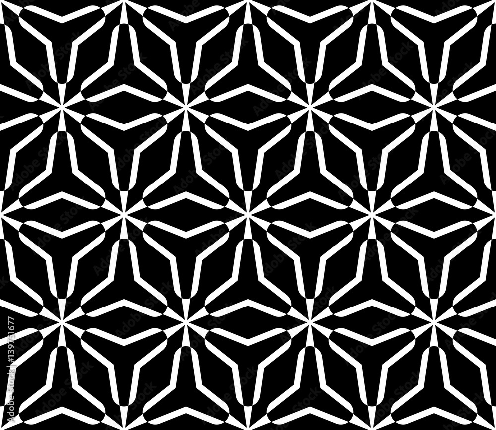 Vector seamless pattern, simple black & white ornamental background