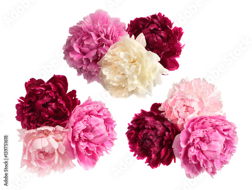 Set of three peonies bouquets