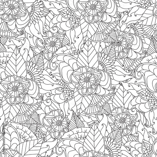 Hand drawn artistic ethnic ornamental patterned floral frame.