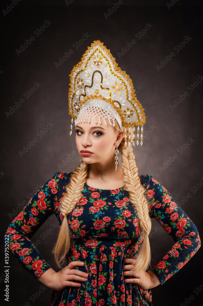 , headdress, girl, folk, portrait, russian, russia, dress, traditional, culture, european, decoration, costume, face, female, pretty, tradition, national, folklore, history, beauty, woman, kokoshnik, 