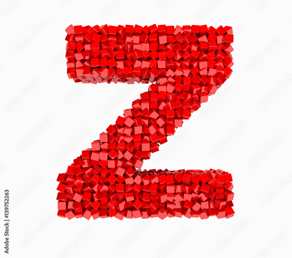 3d design, English alphabet, red cube of rotation, the letter Z 3d design, English alphabet, red cube of rotation, the letter Z