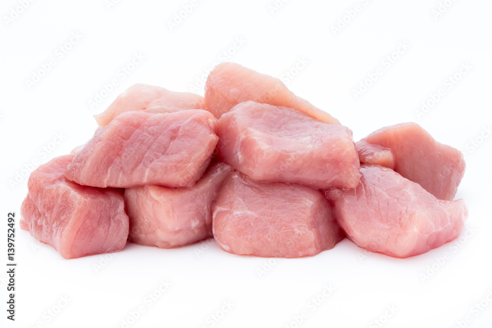 fresh meat on slice on the white background. fresh meat on slice on the white background.