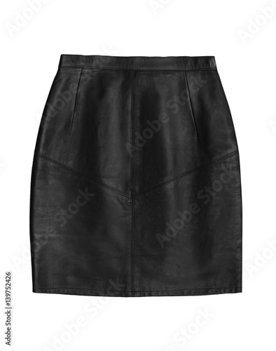 black leather pencil skirt, isolated on white background