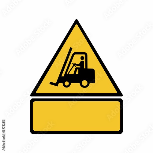 Forklift trucks and other industrial vehicles sign vector design isolated on white background