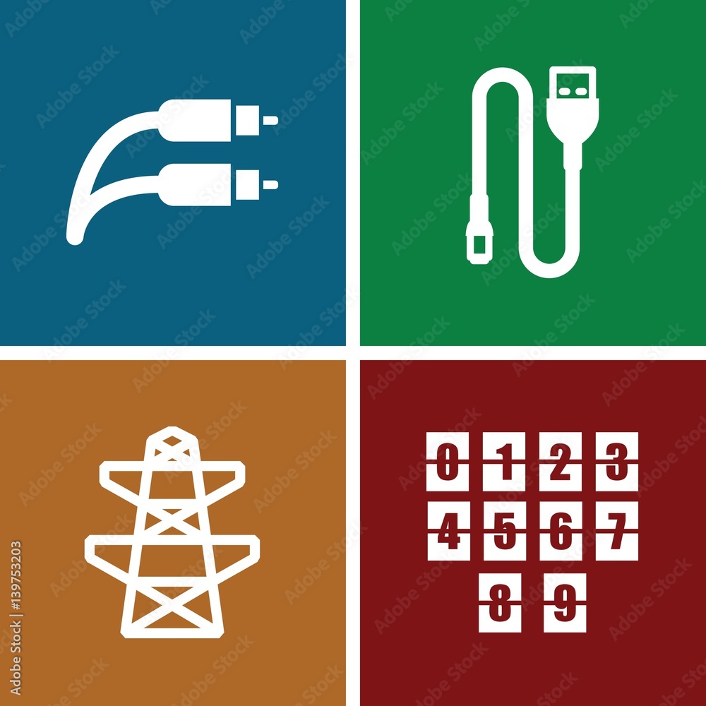 Fototapeta premium Set of 4 cable filled icons