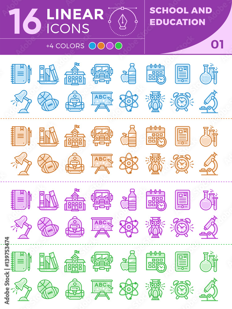 Vector collection of line icons for back to school. High quality icons suitable for mobile apps, websites and illustration Vector collection of line icons for back to school. High quality icons suitable for mobile apps, websites and illustration