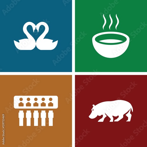 Set of 4 logo filled icons