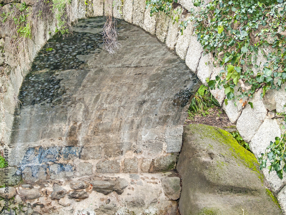 Stone bridge on Jewish neighborhood in Hervas, Spain