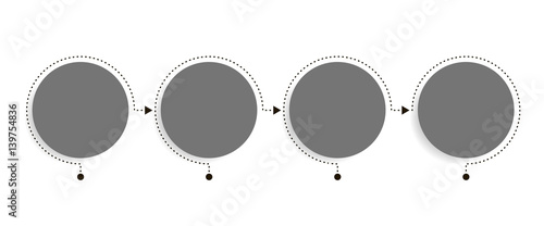Business infographics template. Timeline with 4 circle arrow steps, four number options. Vector element