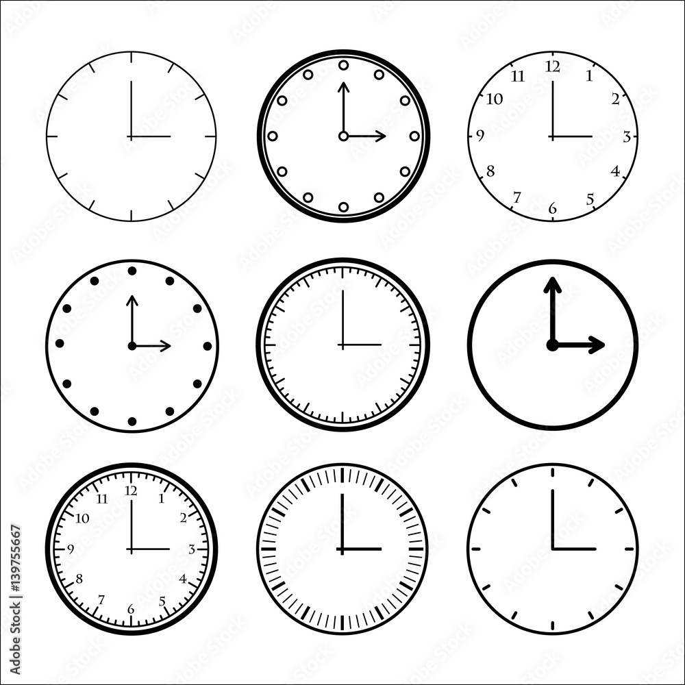 clock icon set on white background clock icon set on white background