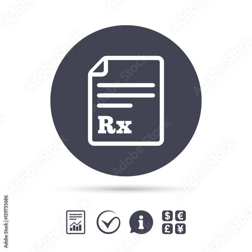 Medical prescription Rx sign icon. Pharmacy.