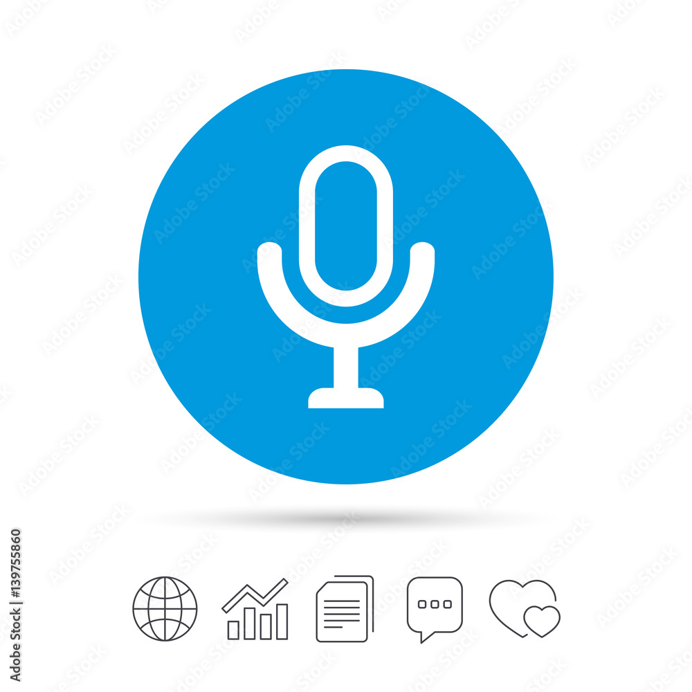 Microphone icon. Speaker symbol. Live music sign. Microphone icon. Speaker symbol. Live music sign.