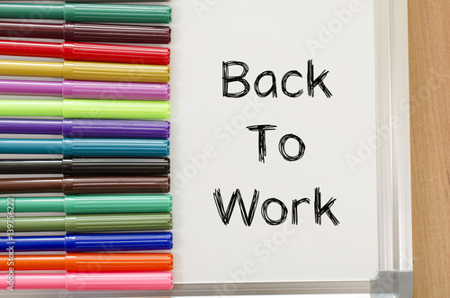 Back to work text concept