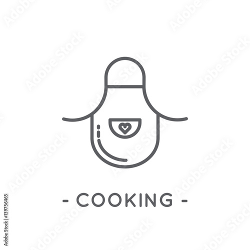 Line Black Cooking Icon on White Background