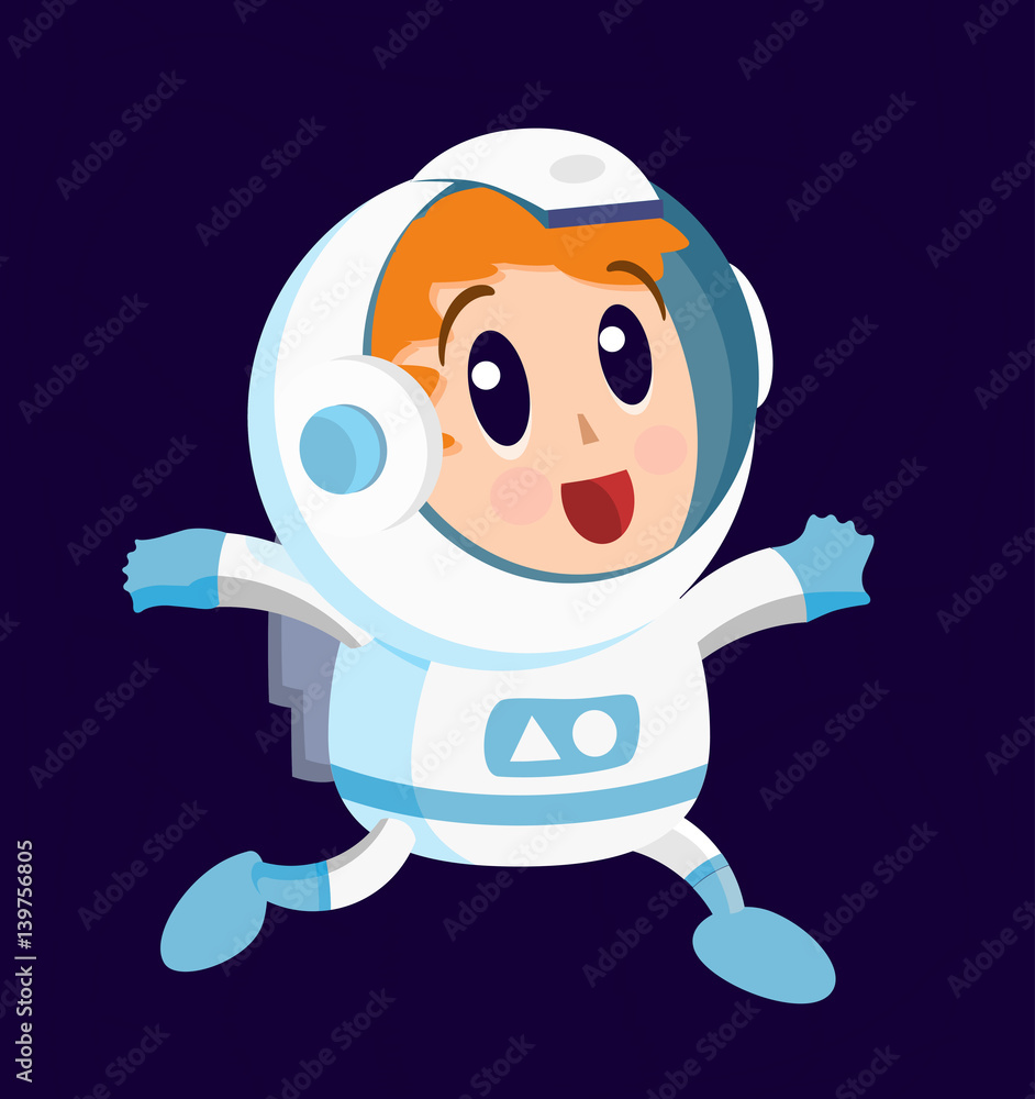 Fototapeta premium Cute Astronaut on the Space . Isolated Vector Elements