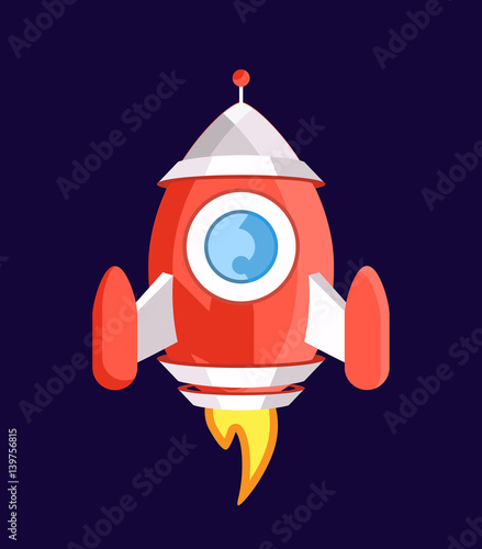 Cute Spaceship on the Space . Isolated Vector Elements photo