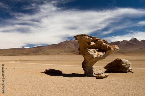 Rock Formation on Sunny Day  Atacama Desert  Chile
