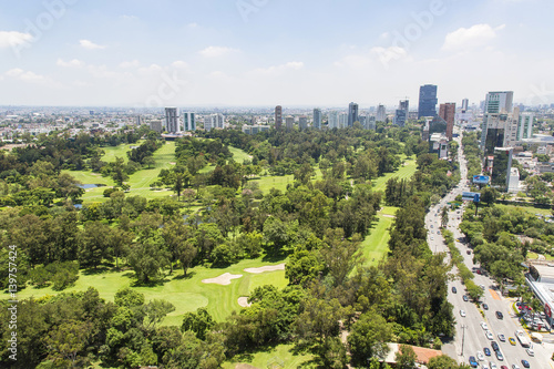 Park with green areas in Mexico
