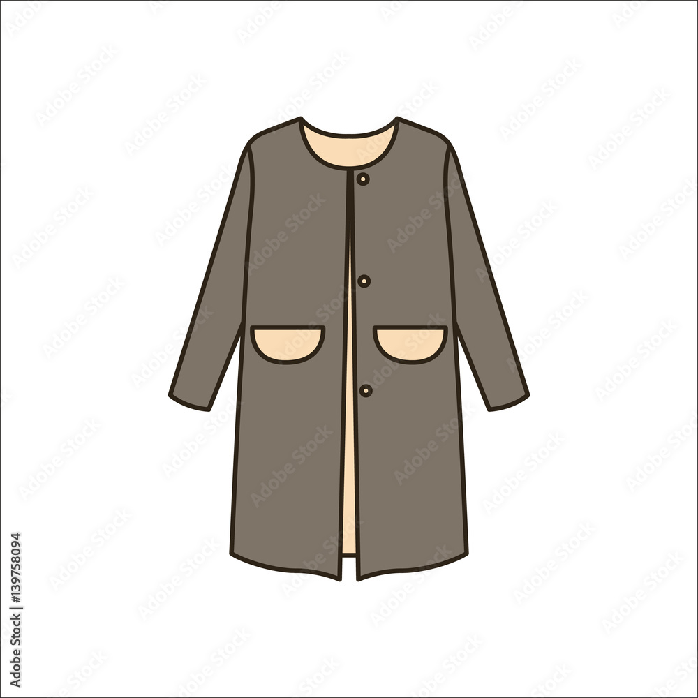 Women coat simple flat icon on background Women coat simple flat icon on background