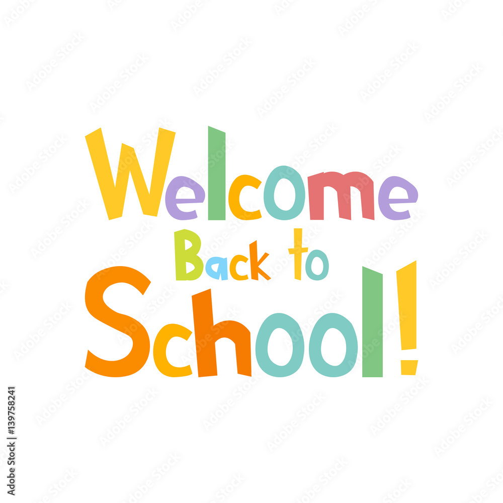 Welcome back to school funny letters vector illustration