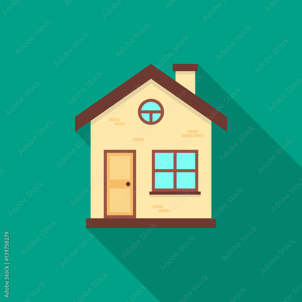 House icon with long shadow. Flat design style. House simple silhouette. Modern, minimalist icon in stylish colors. Web site page and mobile app design vector element. House icon with long shadow. Flat design style. House simple silhouette. Modern, minimalist icon in stylish colors. Web site page and mobile app design vector element.