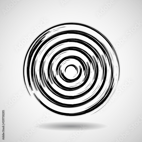 Abstract circle with ink brush, geometric logo, vector