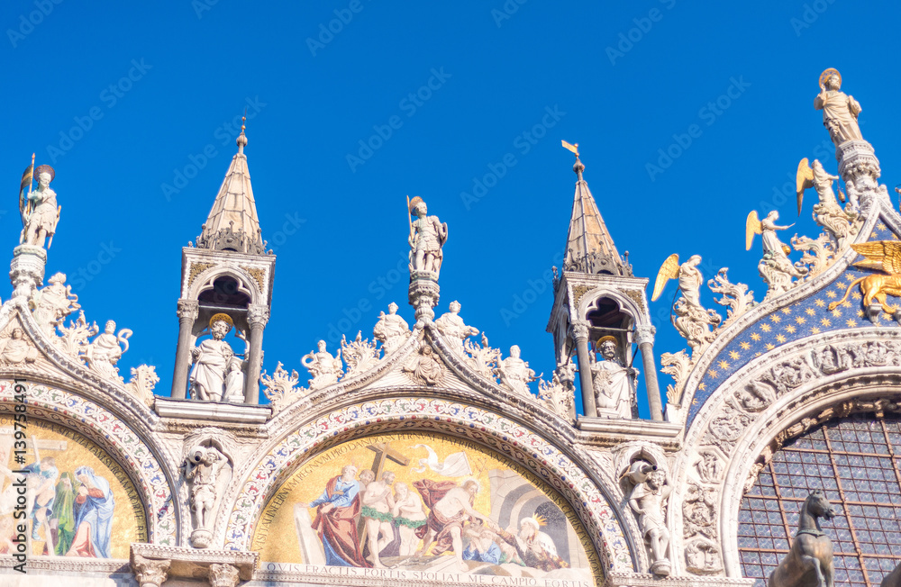 VENICE, ITALY - FEBRUARY 8, 2015: City architecture on a sunny day. Venice is a famous destination in Italy
