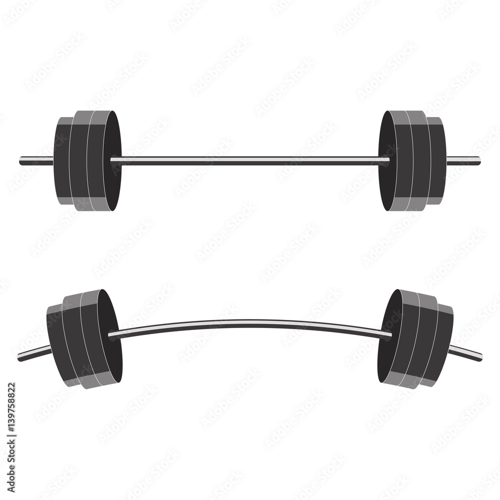 Barbells isolated on white background. Vector illustration. Barbells isolated on white background. Vector illustration.