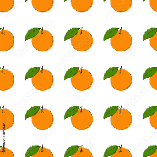 Vector seamless pattern background with hand drawn oranges in vintage style. On white.