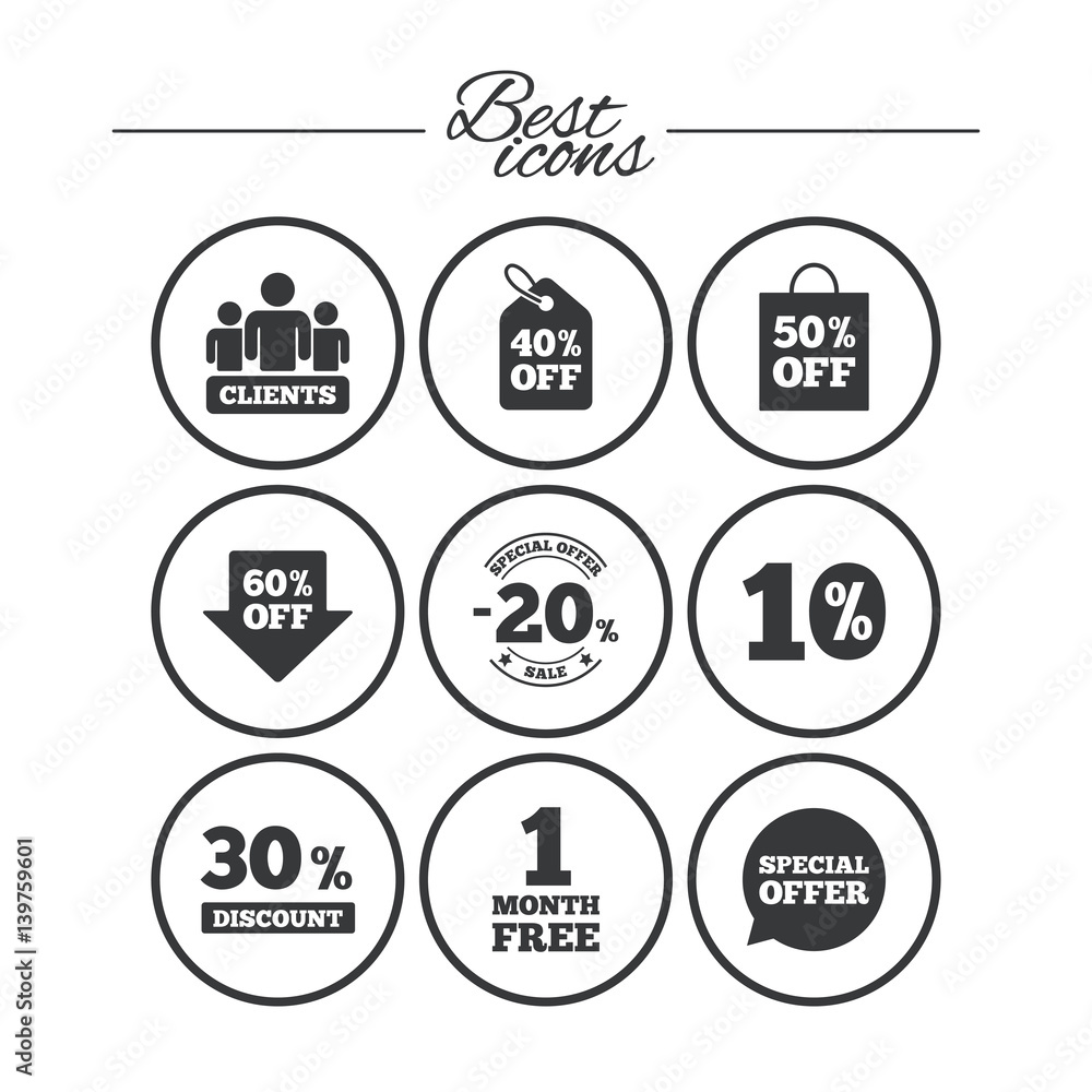 Obraz premium Sale discounts icon. Shopping, deal signs.