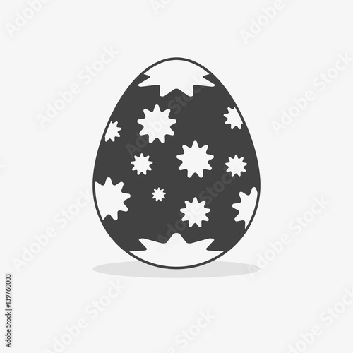 Easter egg In black white style on an isolated