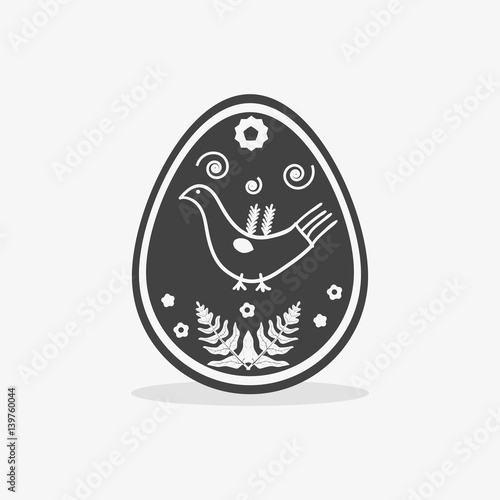 Easter egg In black white style on an isolated
