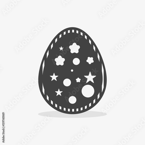 Easter egg In black white style on an isolated