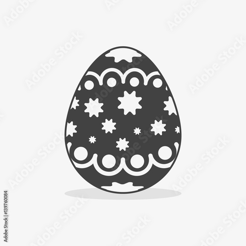Easter egg In black white style on an isolated