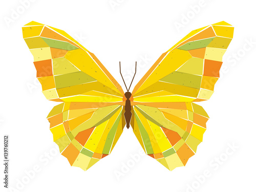 Geometric mosaic butterfly. Vector illustration