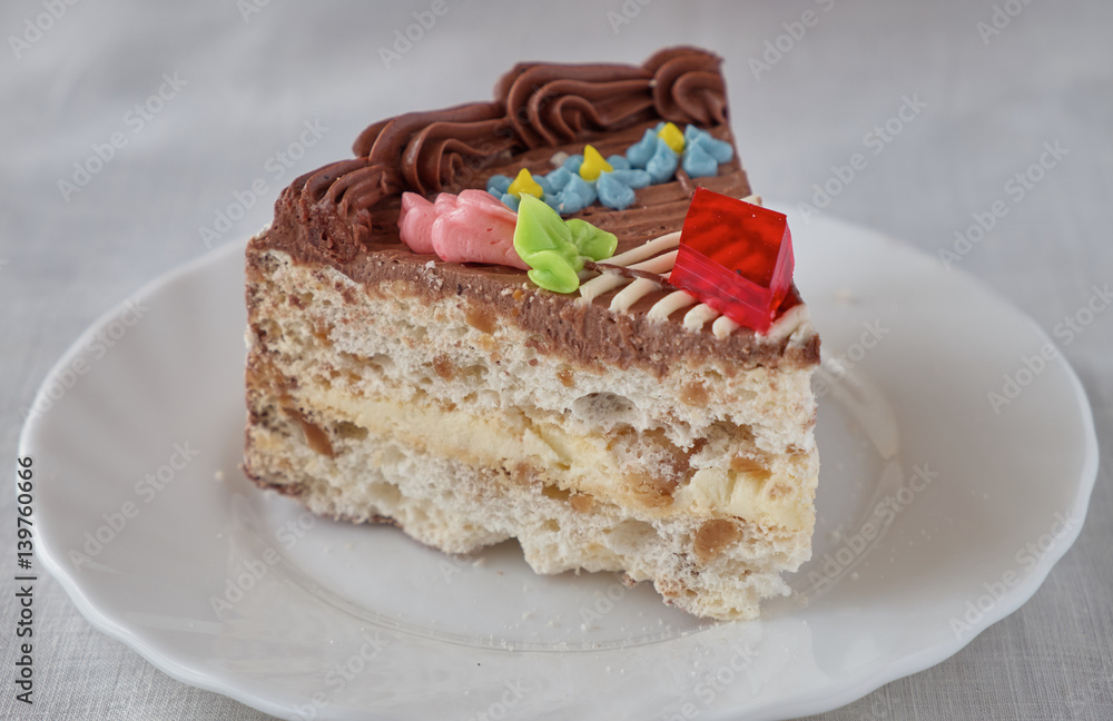 Delicious dessert cake with chocolate cream Delicious dessert cake with chocolate cream