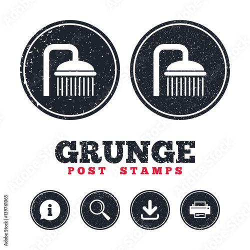 Shower sign icon. Douche with water drops symbol.