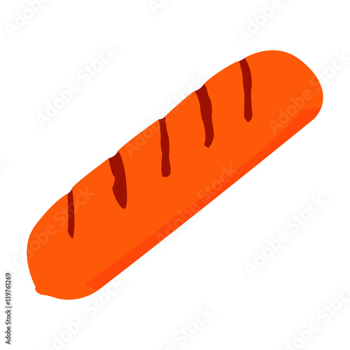 Isolated sausage on a white background, Vector illustration