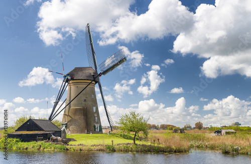 Historic dutch windmills near Rotterdam