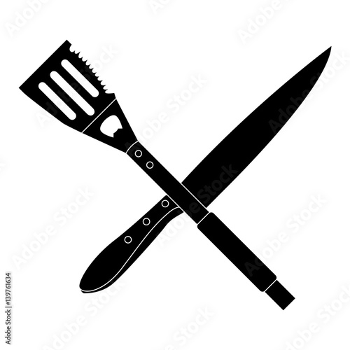 Isolated silhouette of barbecue cutlery, Vector illustration