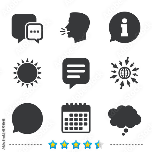 Chat icons. Comic speech bubble signs. Think.