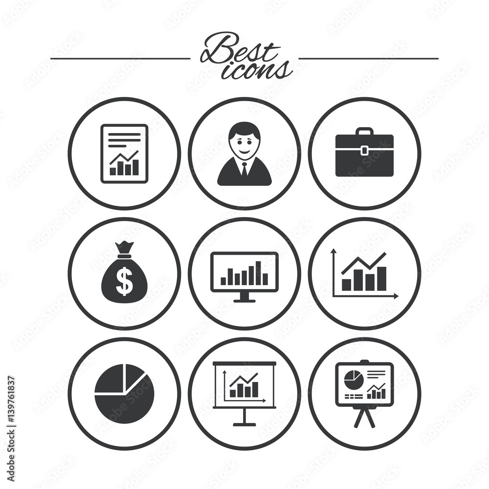 Statistics, accounting icons. Charts signs. Statistics, accounting icons. Charts signs.